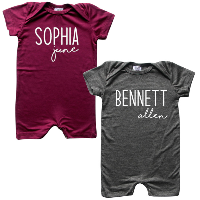 First  Middle Name Personalized (Modern Cursive) Shorts Romper