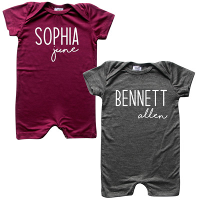 First  Middle Name Personalized (Modern Cursive) Shorts Romper