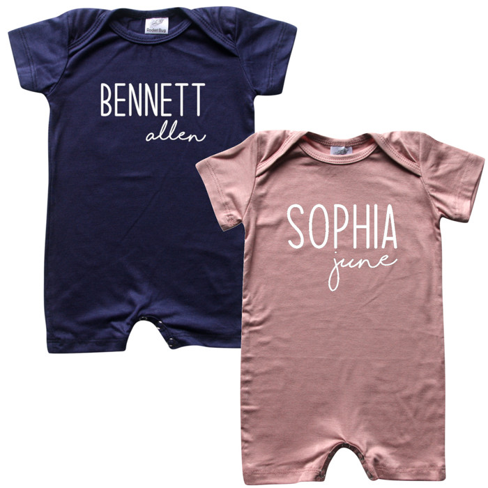 First  Middle Name Personalized (Modern Cursive) Shorts Romper