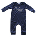 3M Navy Personalized First  Middle Name Silky Baby Long Sleeve Romper