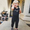  First  Middle Name Personalized Custom Silky Sleeveless Baby Romper for Boys and Girls