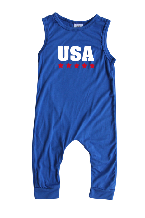 USA Graphic Sleeveless Baby Romper for Boys and Girls