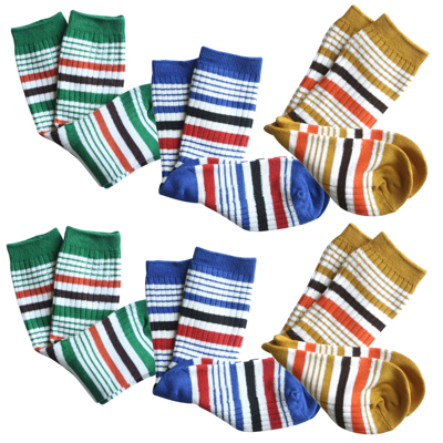Stripe Knit Crew Sock Set for Toddlers and Kids (6 pairs)