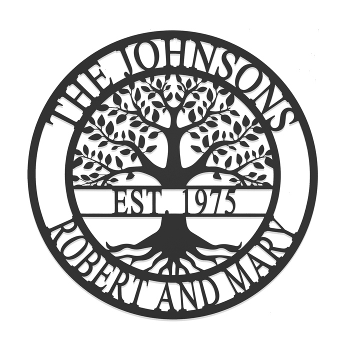 Established Family Tree Name Sign - Family Tree Wall Decor Last Name Signs for Home