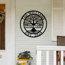 15 inch Black Powder Coat Established Family Tree Name Sign - Family Tree Wall Decor Last Name Signs for Home