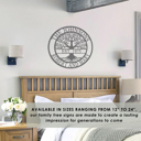 21 inch Raw Steel - can rust Established Family Tree Name Sign - Family Tree Wall Decor Last Name Signs for Home