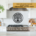 24 inch White Powder Coat Established Family Tree Name Sign - Family Tree Wall Decor Last Name Signs for Home