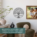 24 inch Black Powder Coat Tree of Life Personalized Family Tree Metal Sign with Hearts – Custom Name & Date – Large Laser Cut Steel Wall Art