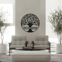 24 inch Gold Powder Coat Tree of Life Personalized Family Tree Metal Sign with Hearts – Custom Name & Date – Large Laser Cut Steel Wall Art