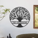 24 inch White Powder Coat Tree of Life Personalized Family Tree Metal Sign with Hearts – Custom Name & Date – Large Laser Cut Steel Wall Art