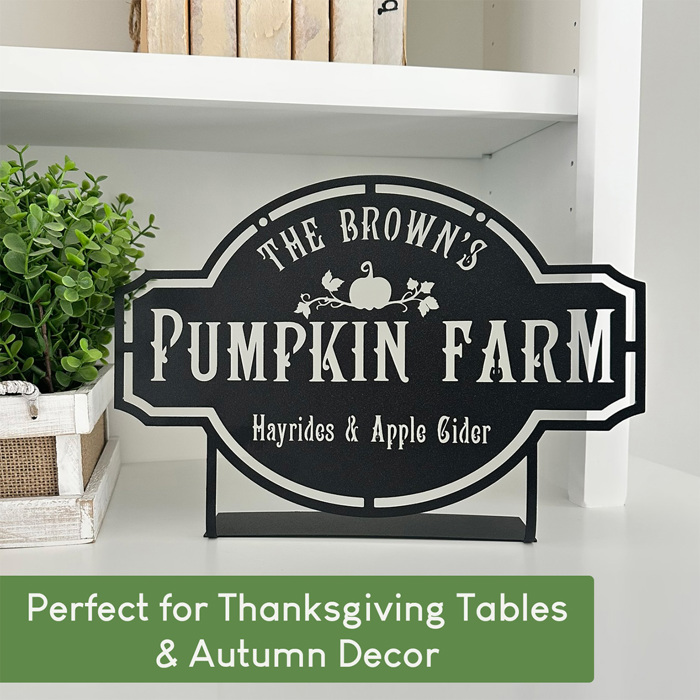 Pumpkin Farm Custom Name Sign – Personalized Fall Decor with Family Name – Farmhouse Autumn Sign for Porch, Mantel, or Entryway