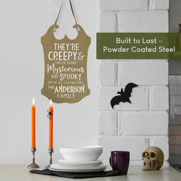 Creepy Family Name Sign | Custom Halloween Plaque with “They’re Creepy and They’re Kooky” Verse