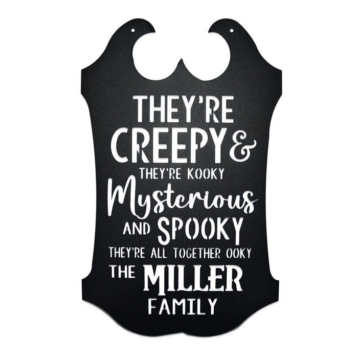 Creepy Family Name Sign | Custom Halloween Plaque with “They’re Creepy and They’re Kooky” Verse