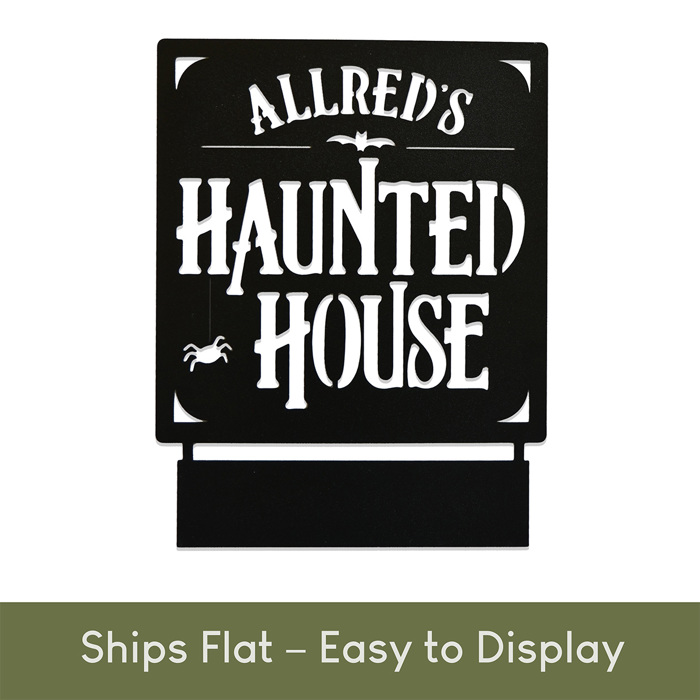 Haunted House Custom Name Sign – Personalized Halloween Decoration - Tabletop or Hanging