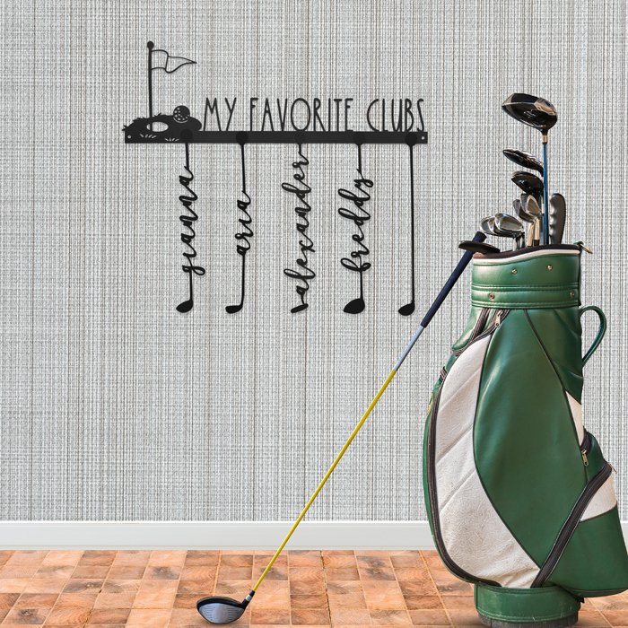 Hole in One Personalized Family Names Golf Sign - Golf Papa Signs Wall Decor