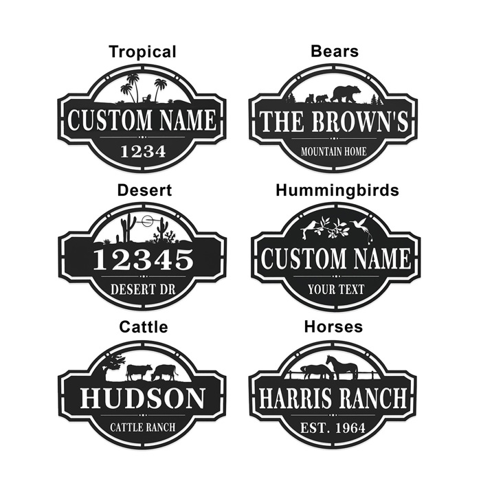 Home on the Range Address Plaque - House Number Sign - 14 Styles