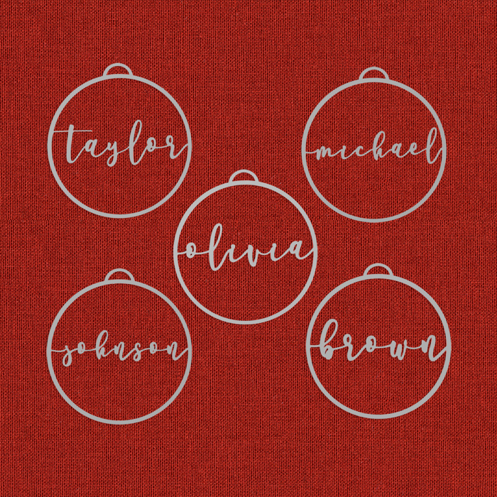 Minimalist Custom Ornaments - 5 Pack - Metal Personalized Christmas Ornaments