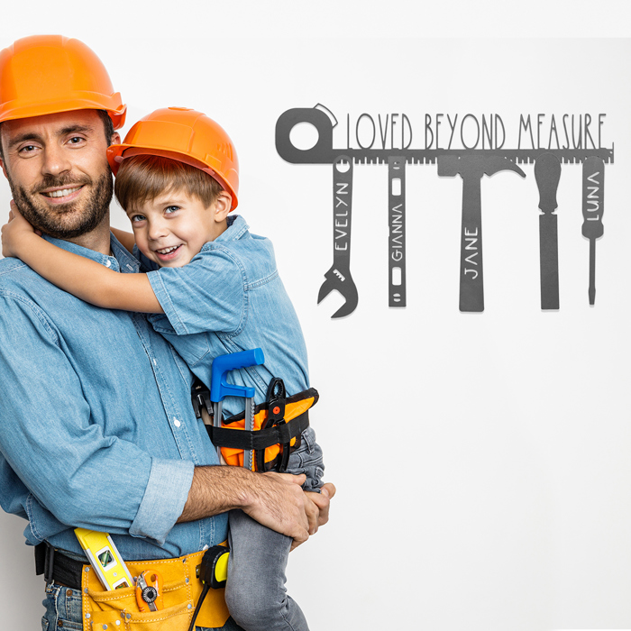 No One Else Measures Up to Dad Family Name Sign - Custom Fathers Day Gifts