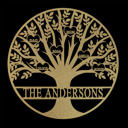 12 inch Gold Powder Coat Tree of Life Personalized Family Tree Metal Sign with Hearts – Custom Name & Date – Large Laser Cut Steel Wall Art