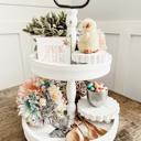  White Two-Tiered Wood Tray – Farmhouse Decor Charm Centerpiece