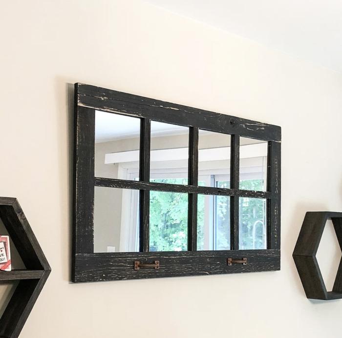 Modern Rustic Black Wall Mirror – Cozy Farmhouse Decor 