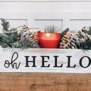  Rustic Dual-Sided Centerpiece Tray with Handles – "Oh Hello" & "Please Seat Yourself"