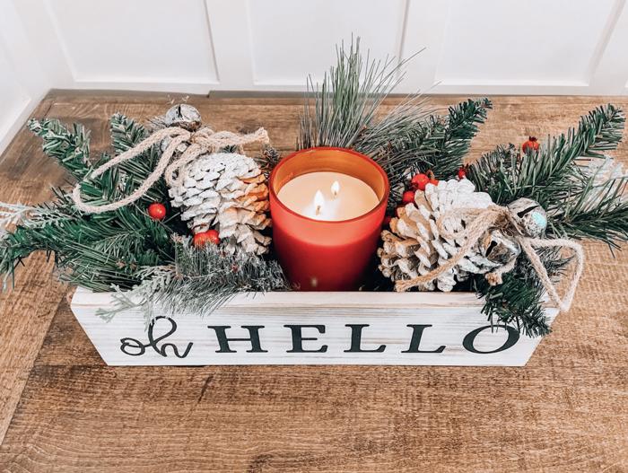 Rustic Dual-Sided Centerpiece Tray with Handles – "Oh Hello" & "Please Seat Yourself"