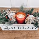  Rustic Dual-Sided Centerpiece Tray with Handles – "Oh Hello" & "Please Seat Yourself"