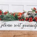  Rustic Dual-Sided Centerpiece Tray with Handles – "Oh Hello" & "Please Seat Yourself"
