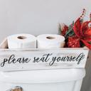  Rustic Dual-Sided Centerpiece Tray with Handles – "Oh Hello" & "Please Seat Yourself"