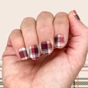 Pink Plaid Fall Nail Wraps  |  Non-Toxic Nail Polish Stickers, Decals, and Strips for DIY Manicures