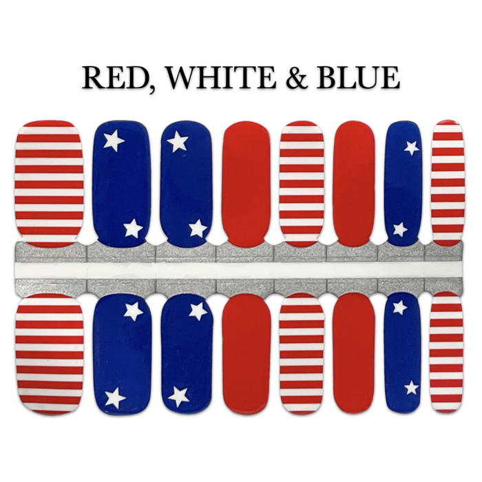 Patriotic Nail Wraps  |  4th of July Non-Toxic Nail Polish Stickers, Decals, and Strips for DIY Manicures