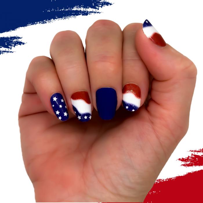Patriotic Nail Wraps  |  4th of July Non-Toxic Nail Polish Stickers, Decals, and Strips for DIY Manicures