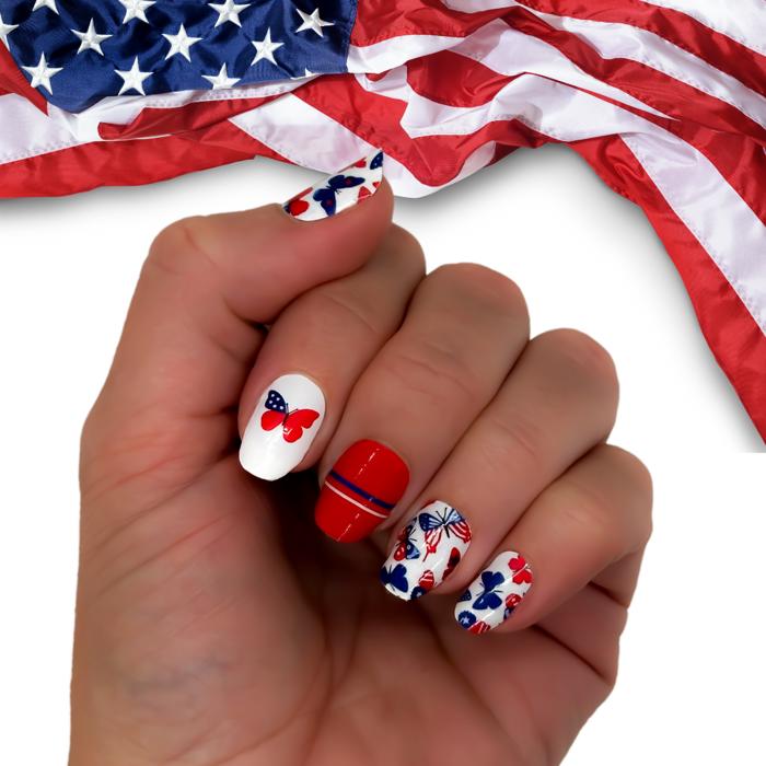 Patriotic Nail Wraps  |  4th of July Non-Toxic Nail Polish Stickers, Decals, and Strips for DIY Manicures
