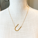 Gold U Large Initial Letter Necklace