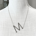 Silver M Large Initial Letter Necklace