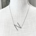 Silver N Large Initial Letter Necklace