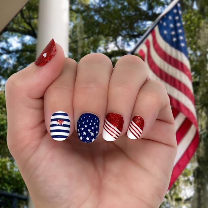Patriotic Nail Wraps  |  4th of July Non-Toxic Nail Polish Stickers, Decals, and Strips for DIY Manicures