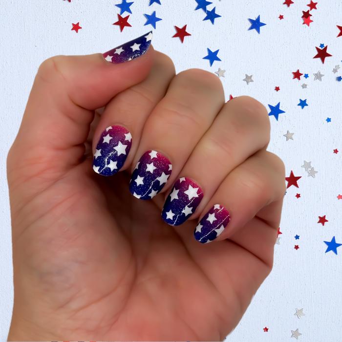 Patriotic Nail Wraps  |  4th of July Non-Toxic Nail Polish Stickers, Decals, and Strips for DIY Manicures