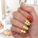 Plaid Pumpkin Fall Nail Wraps  |  Non-Toxic Nail Polish Stickers, Decals, and Strips for DIY Manicures
