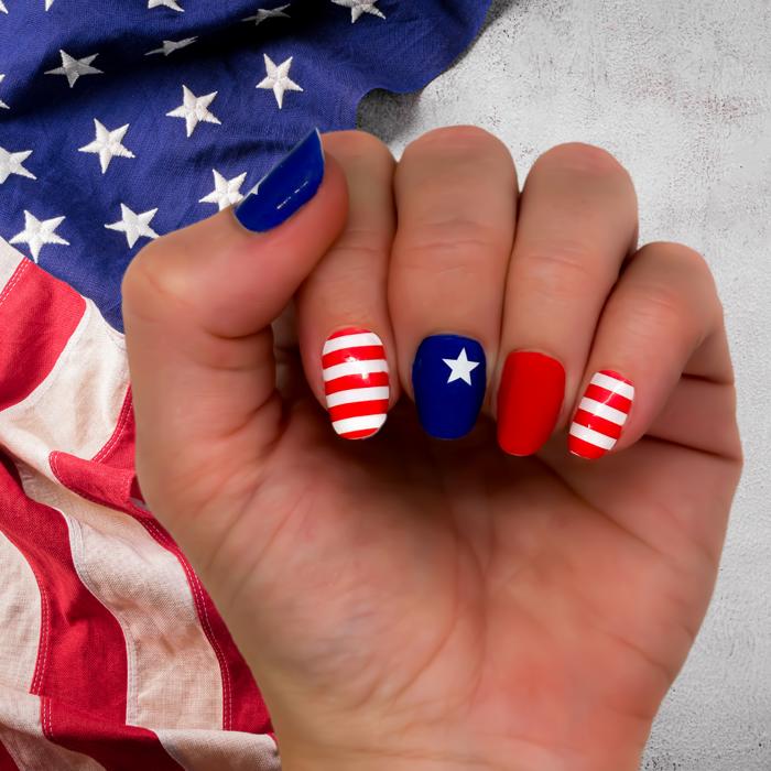 Patriotic Nail Wraps  |  4th of July Non-Toxic Nail Polish Stickers, Decals, and Strips for DIY Manicures