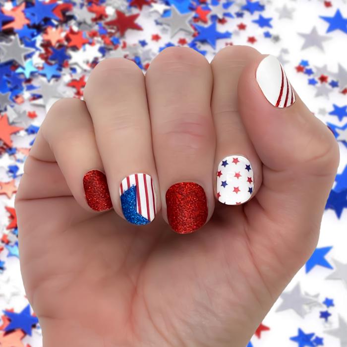 Patriotic Nail Wraps  |  4th of July Non-Toxic Nail Polish Stickers, Decals, and Strips for DIY Manicures