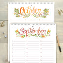  Large Floral Watercolor Birthday Calendar | 8.5"x11" | Perpetual Calendar | Free Shipping