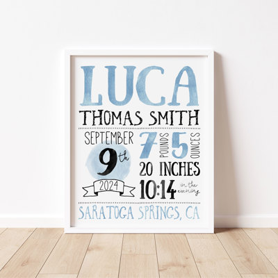 Birth Stats Art Print | 10 Colors | 8x10| Personalized Gift | Free Shipping