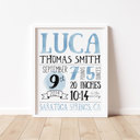  Birth Stats Art Print | 10 Colors | 8x10| Personalized Gift | Free Shipping
