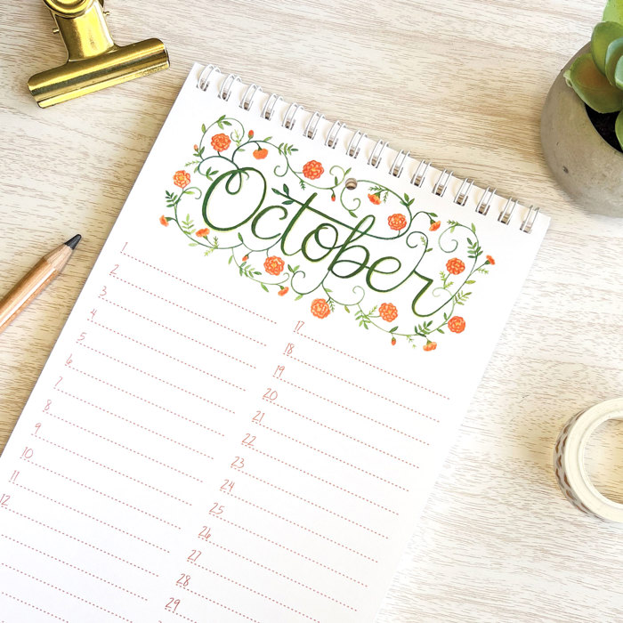 Watercolor Perpetual Calendar | Birth Month Flower Illustrations | Floral Birthday Calendar | Free Shipping