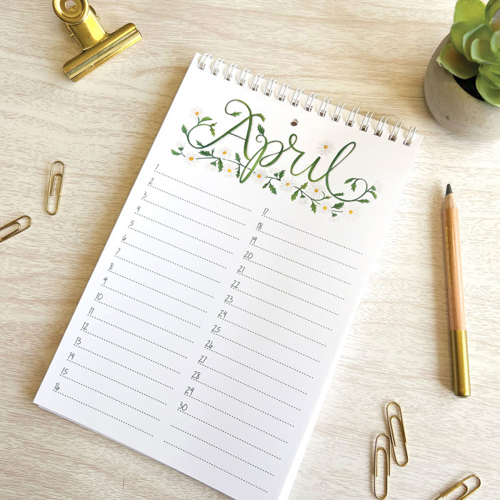Watercolor Perpetual Calendar | Birth Month Flower Illustrations | Floral Birthday Calendar | Free Shipping