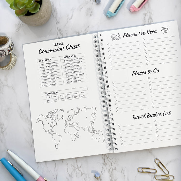 Travel Planner | Travel Journal | Vacation Planner, Hand-Drawn 21 Day Organizer | Free Shipping
