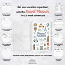  Travel Planner | Travel Journal | Vacation Planner, Hand-Drawn 21 Day Organizer | Free Shipping