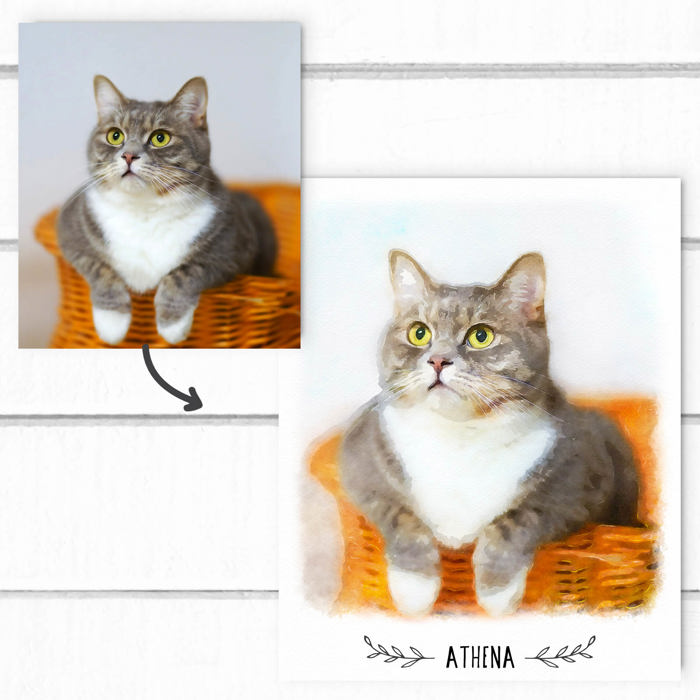 Digital Watercolor Pet Portrait | Art Print | Personalized Gift | 8x10| Free Shipping